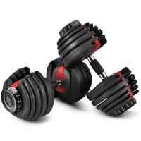 Red Black Adjustable Dumbbell Set 52.5Lb 24Kg For Buy Weights Gym Equipment Fitness Dumbbells Set