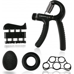 Hand Grip Strengthener Workout Kit (5 Pack) Forearm Grip Adjustable Resistance Hand Gripper Stress Relief Grip Ball for Athletes